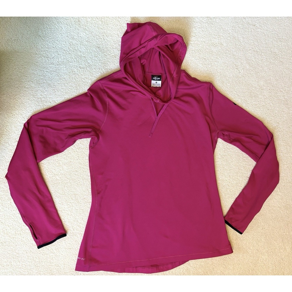 Nike Pro Hyperwarm Dri-Fit Hoodie Women's XL Dark Pink Training Pullover